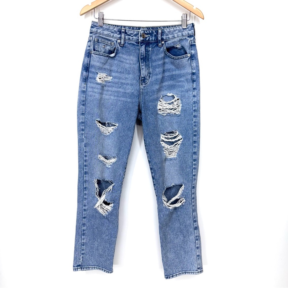 PacSun High Waisted Distressed Destroyed 100% Cotton Mom Jeans Size 28